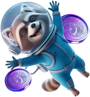 SpaceHills casino astronaut mascot floating with gaming coins